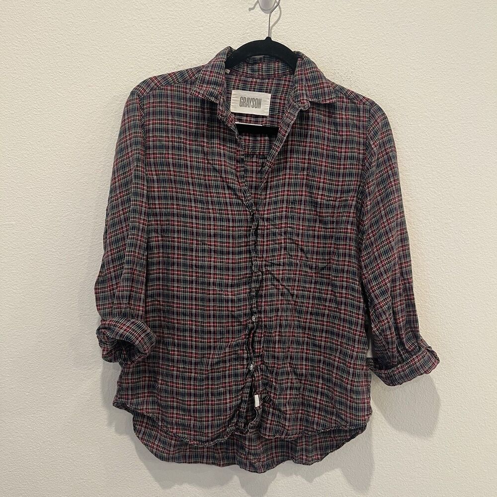 Grayson Women's The Hero Plaid Button-Up Blouse Size 1 Gorpcore, Fall, Preppy